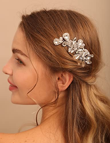 Deniferymakeup Braut-Haarkamm Strass Tropfen-Haarkamm Brautschmuck Kristall Geschenk für Sie Party Kopfschmuck (Gold) von Deniferymakeup