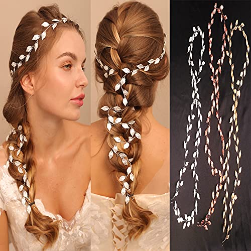 Deniferymakeup Braut Stirnband Blatt Haarranbe Braut Haarteile Hochzeit Haarschmuck Party Haarteile für Frauen und Mädchen (Roségold) von Deniferymakeup