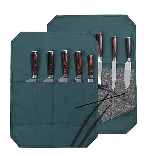 Denifiter Messer-Rolltasche für Köche, tragbarer Messerkoffer mit schnittfestem Material (Dunkelgrün) von Denifiter