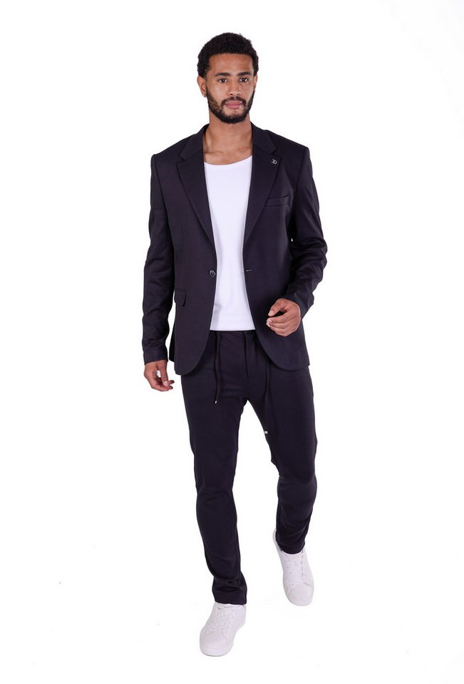 Denim Distriqt Anzug Feiner sportlicher Sommer Jerseyanzug mit stretch Schwarz 46 (2-tlg) von Denim Distriqt