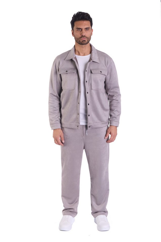 Denim Distriqt Freizeitanzug Feiner 2 Teiler Velour Freizeitanzug Grau S (2-tlg) von Denim Distriqt