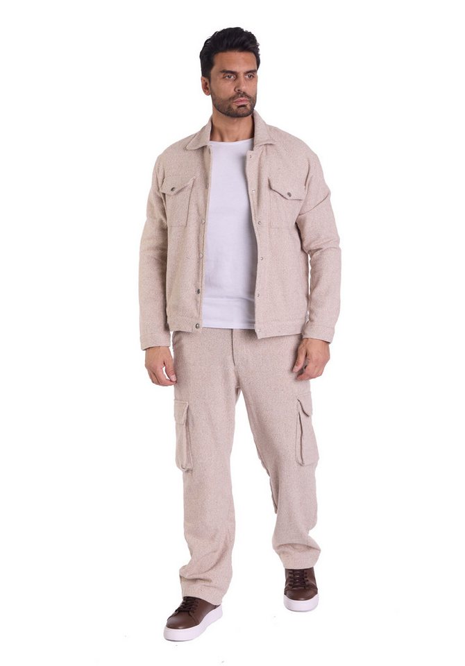 Denim Distriqt Freizeitanzug Herren Freizeitanzug mit Baggy Hose Beige M (2-tlg) von Denim Distriqt