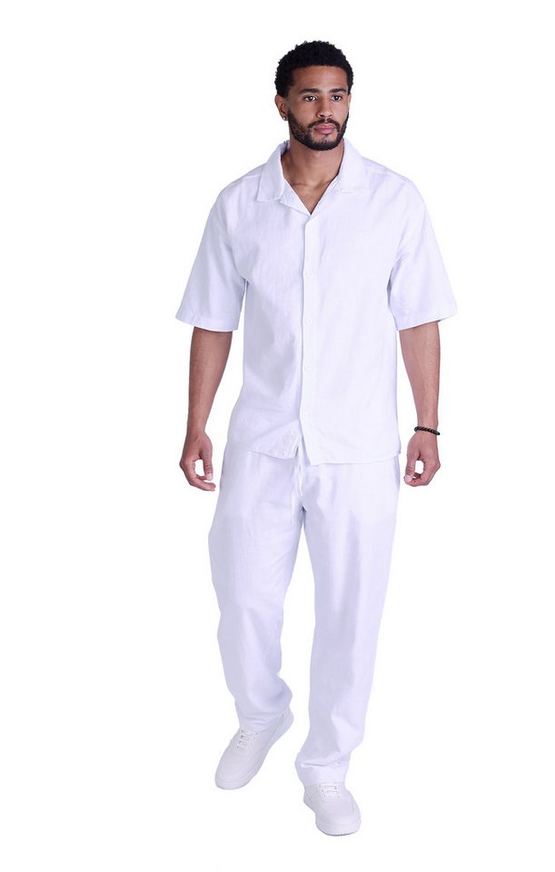 Denim Distriqt Freizeitanzug Lässiger Sommer 2 Teiler in Leinenoptik Weiß S (2-tlg) von Denim Distriqt