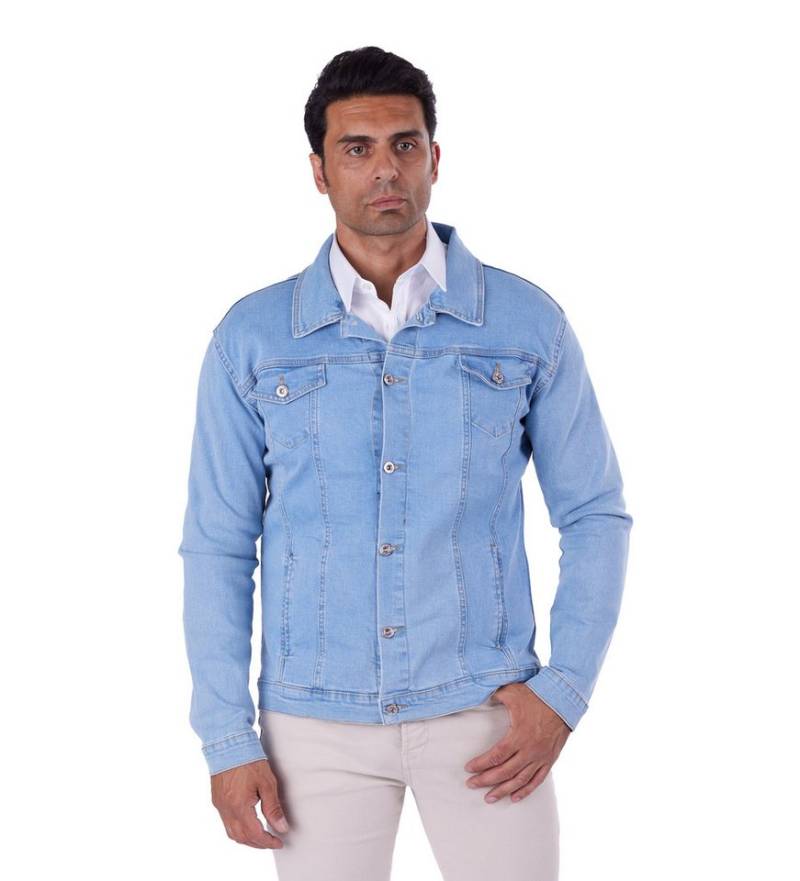 Denim Distriqt Jeansjacke Lässige Jeansjacke mit Backprint in SLIM FIT Hellblau S von Denim Distriqt