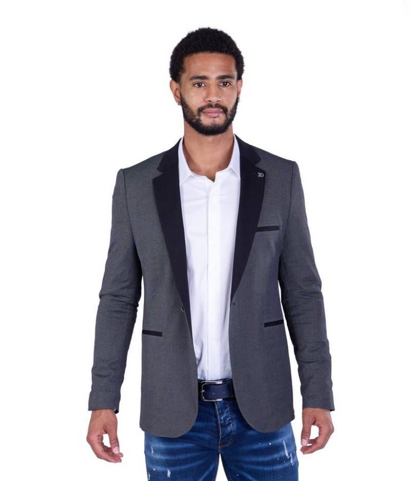 Denim Distriqt Jerseysakko Herren Slim Fit Sakko in Jeansoptik Grau Gr. 52 entspricht Gr. L von Denim Distriqt