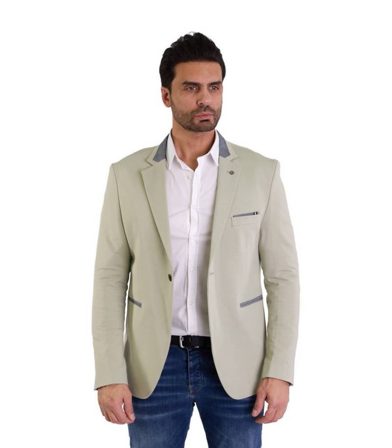 Denim Distriqt Jerseysakko Sportliches Herren Jersey Sakko mit besonderen Details Light Moss 54 von Denim Distriqt