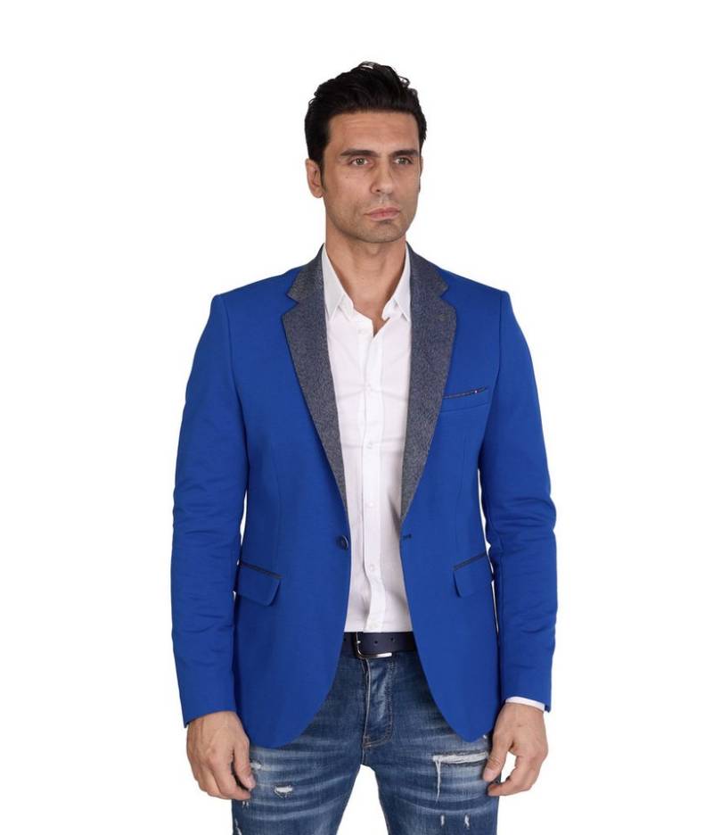 Denim Distriqt Jerseysakko in Slim Fit mit Stretch Royal Blau Gr. 54 entspricht Gr. XL von Denim Distriqt