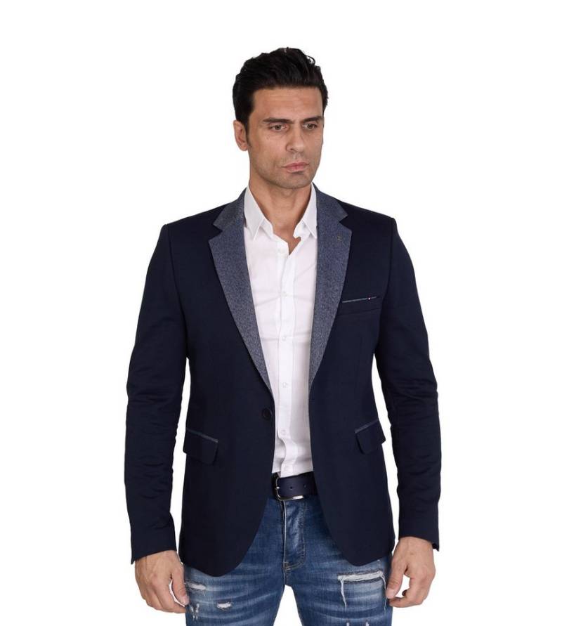 Denim Distriqt Jerseysakko in Slim Fit mit Stretch Navy Gr. 58 entspricht Gr. 3XL von Denim Distriqt