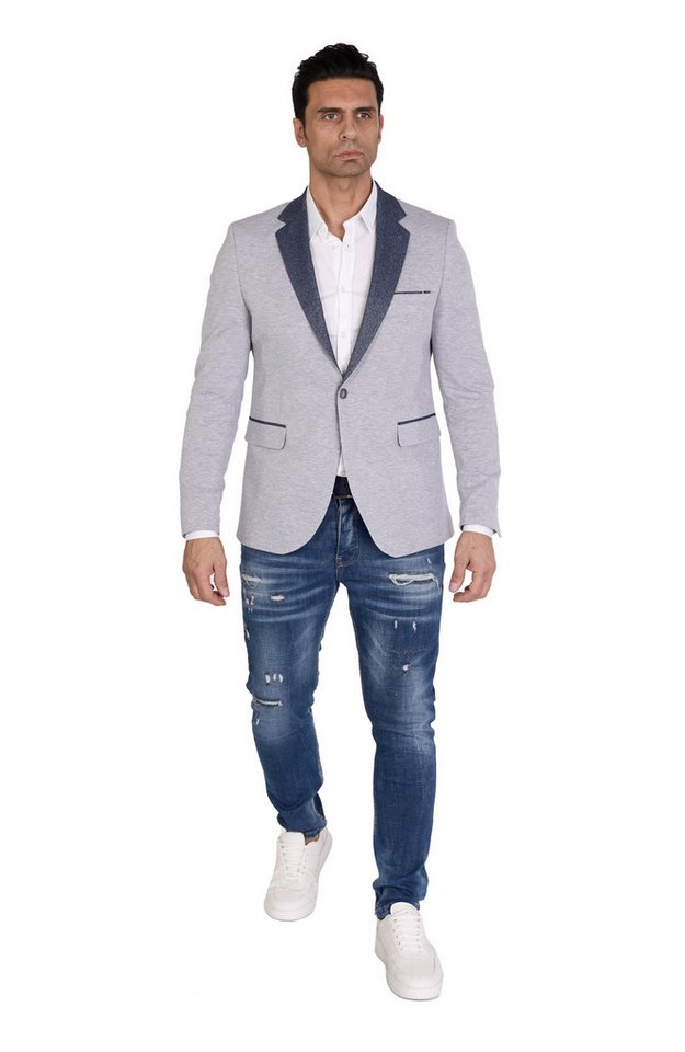 Denim Distriqt Jerseysakko in Slim Fit mit Stretch Grau Gr. 54 entspricht Gr. XL von Denim Distriqt