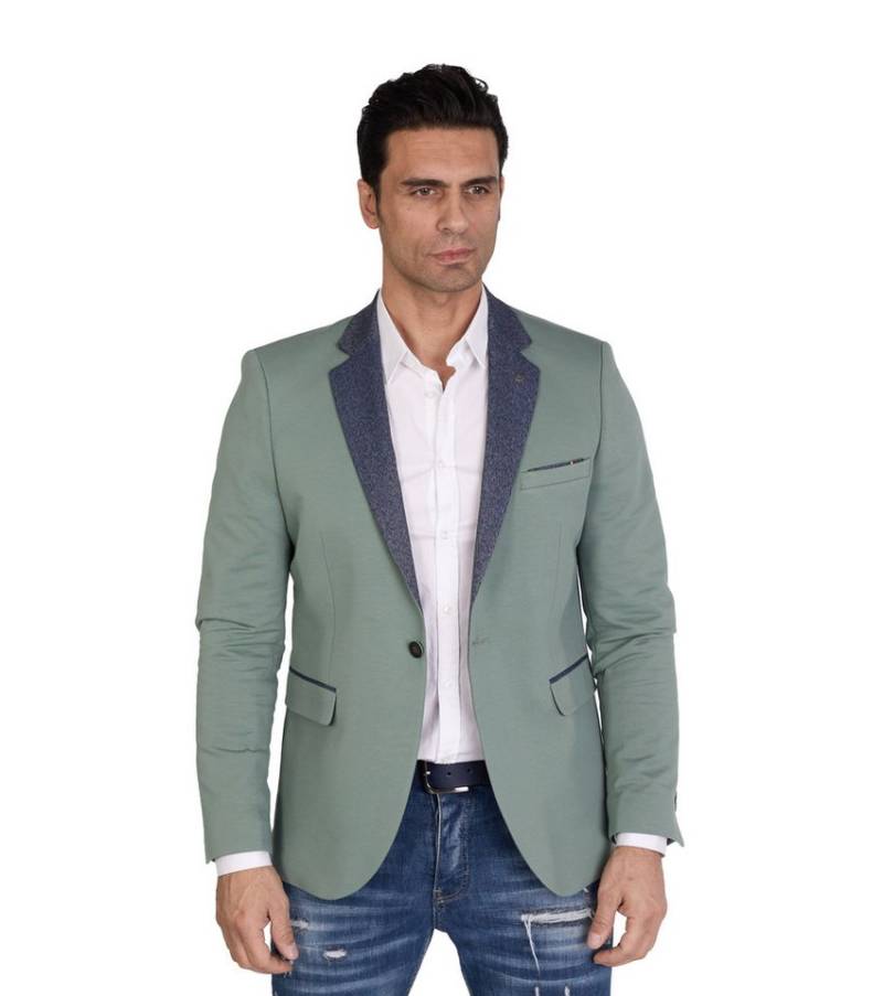 Denim Distriqt Jerseysakko in Slim Fit mit Stretch Grün Gr. 52 entspricht Gr. L von Denim Distriqt