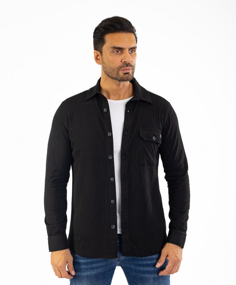 Denim Distriqt Langarmhemd Lässiges Herren Überhemd mit hohem Strechanteil Schwarz XL von Denim Distriqt