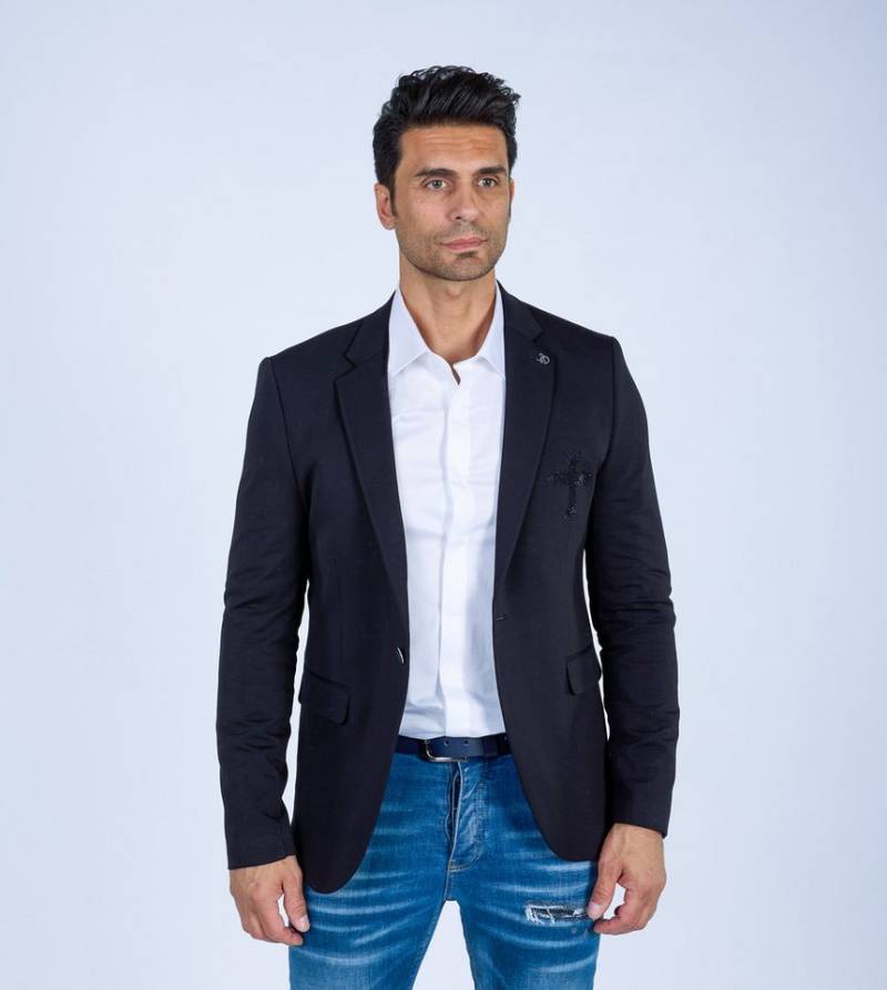 Denim Distriqt Sakko Designer Slim Fit Strass Herren Sakko Schwarz 58 von Denim Distriqt