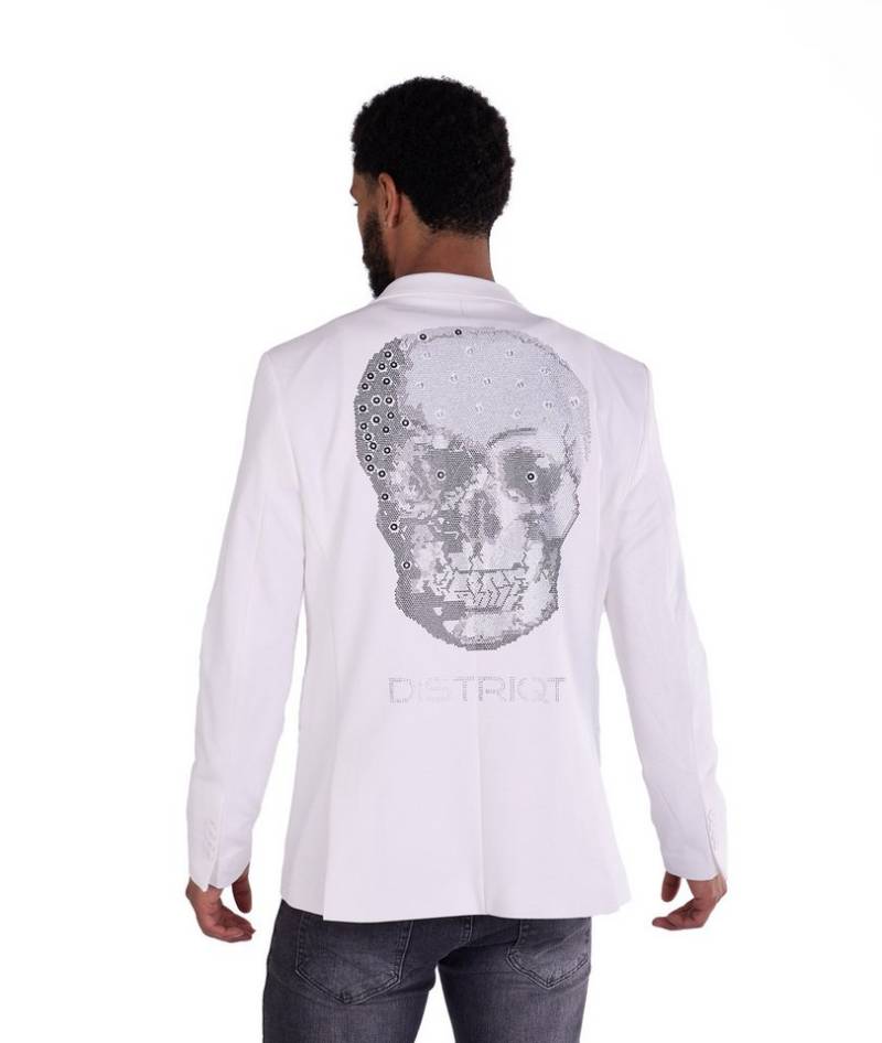 Denim Distriqt Sakko Designer Slim Fit Totenkopf Herren Sakko Weiß 58 von Denim Distriqt