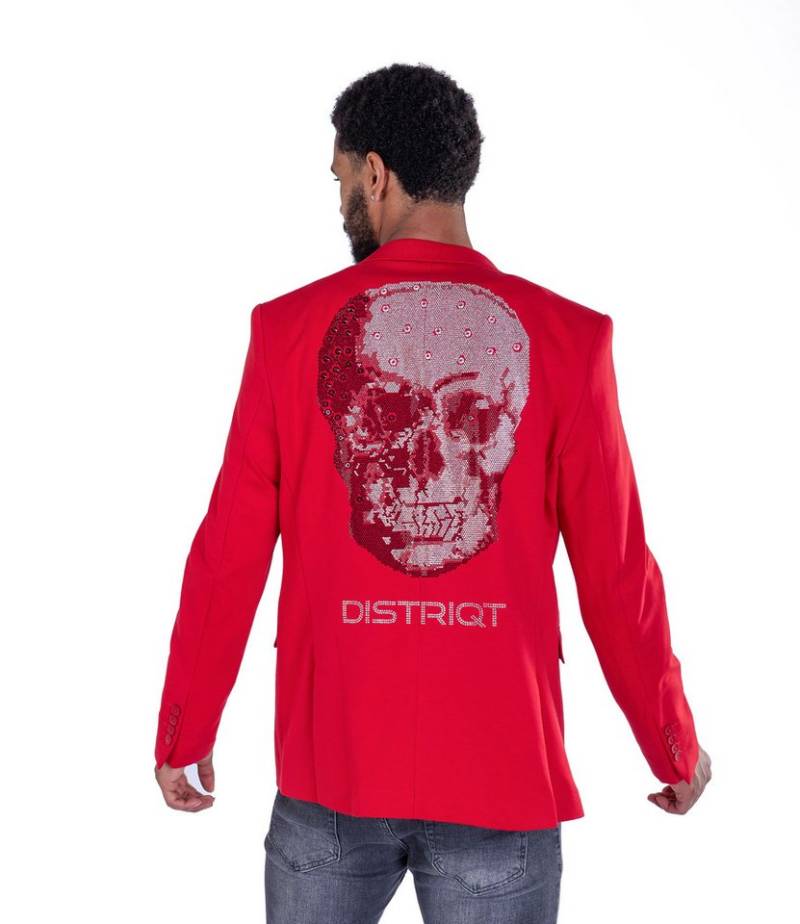 Denim Distriqt Sakko Designer Slim Fit Totenkopf Herren Sakko Rot 48 von Denim Distriqt