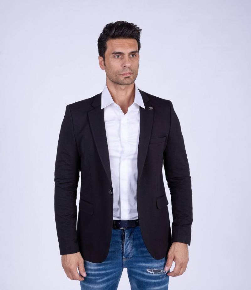 Denim Distriqt Sakko Designer Slim Fit Totenkopf Herren Sakko Schwarz 48 von Denim Distriqt