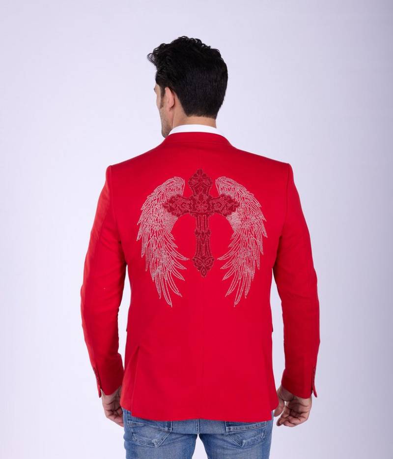 Denim Distriqt Sakko Extravagantes Herren Slim Fit Sakko Rot 48 von Denim Distriqt