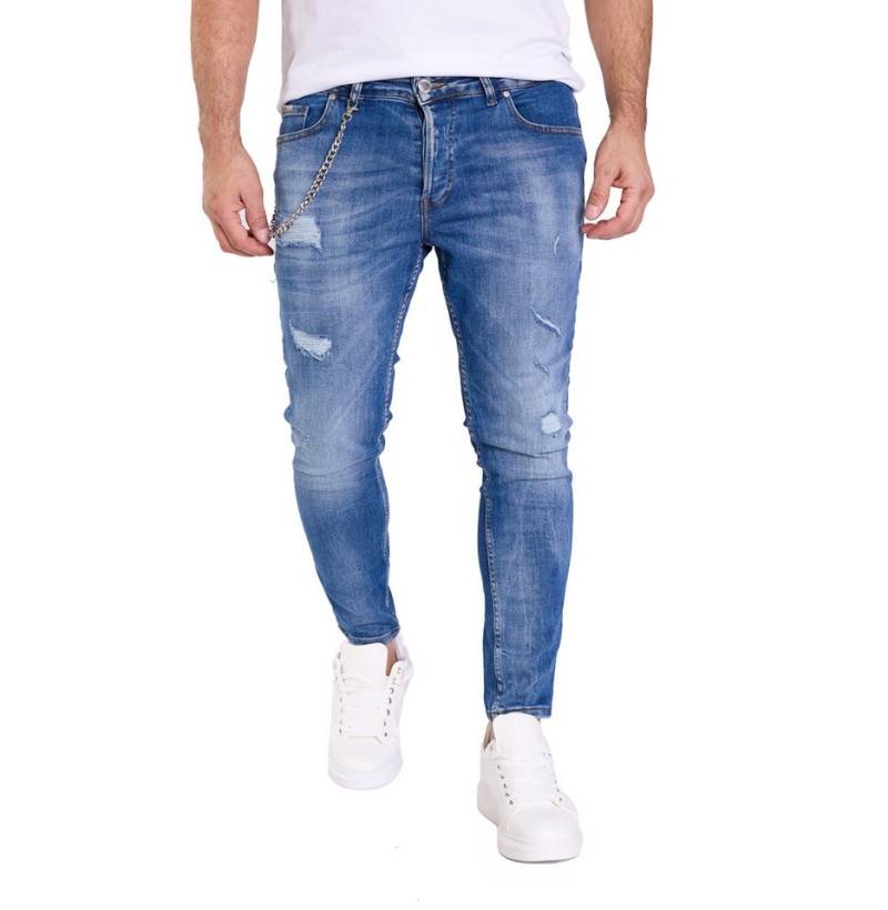 Denim Distriqt Skinny-fit-Jeans Destroyed Herren Jeans Skinny Fit Blau 16140 W32/L32 von Denim Distriqt