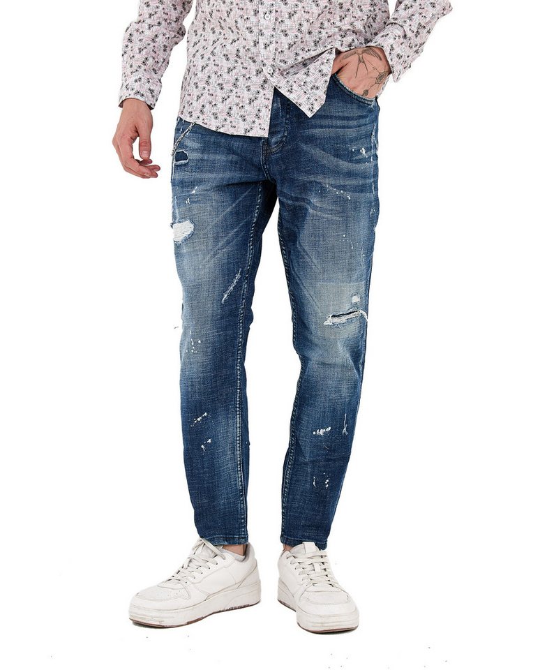 Denim Distriqt Skinny-fit-Jeans Destroyed Herren Jeans Skinny Fit Blau 6659 W30/L32 von Denim Distriqt