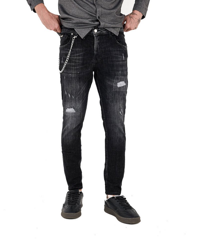 Denim Distriqt Skinny-fit-Jeans Destroyed Herren Jeans Skinny Fit Schwarz 16735 W34/L32 von Denim Distriqt