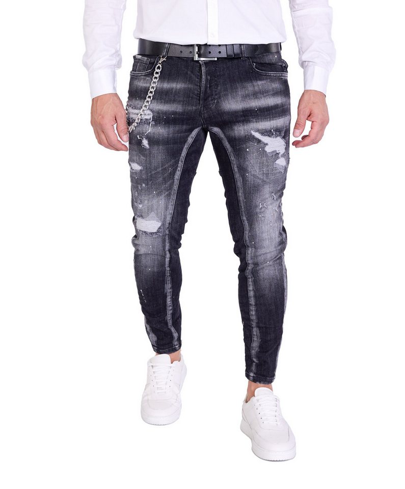 Denim Distriqt Skinny-fit-Jeans Destroyed Herren Jeans Skinny Fit Schwarz von Denim Distriqt
