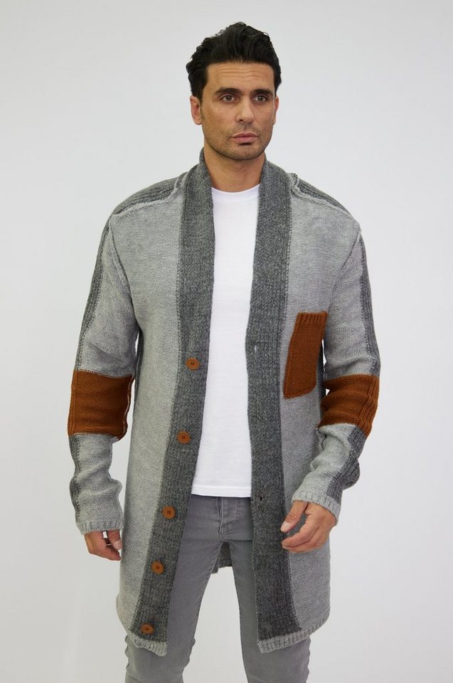 Denim Distriqt Strickjacke Herren Oversized Strickjacke im Patchwork Look von Denim Distriqt