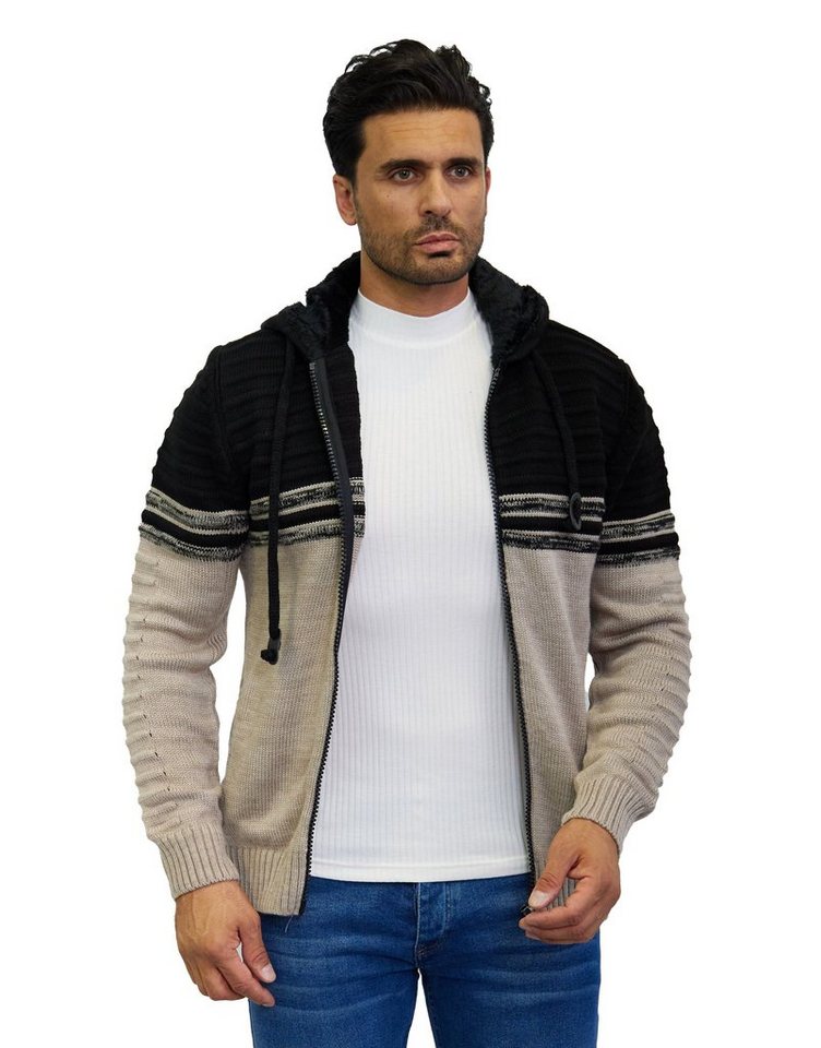 Denim Distriqt Strickjacke Herren Strickjacke mit flauschiger Kapuze und Seitentaschen von Denim Distriqt