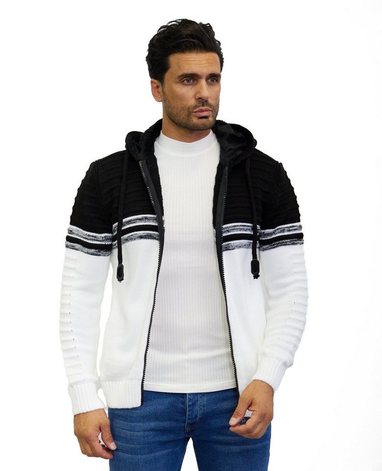 Denim Distriqt Strickjacke Herren Strickjacke mit flauschiger Kapuze und Seitentaschen von Denim Distriqt