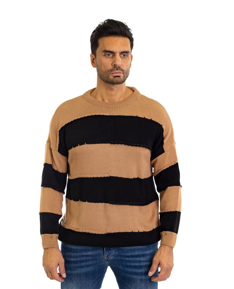 Denim Distriqt Strickpullover Herren Oversized Übergangs Strickpullover Destroyed Look von Denim Distriqt