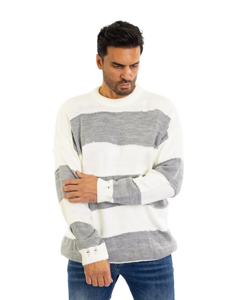 Denim Distriqt Strickpullover Herren Oversized Übergangs Strickpullover Destroyed Look von Denim Distriqt
