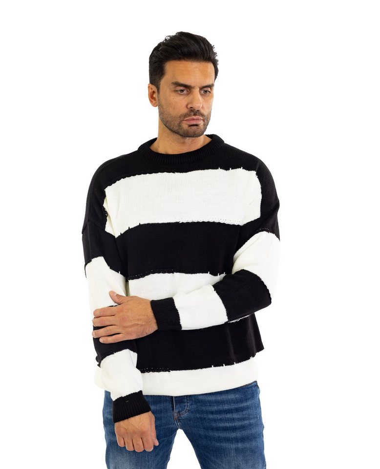 Denim Distriqt Strickpullover Herren Oversized Übergangs Strickpullover Destroyed Look von Denim Distriqt