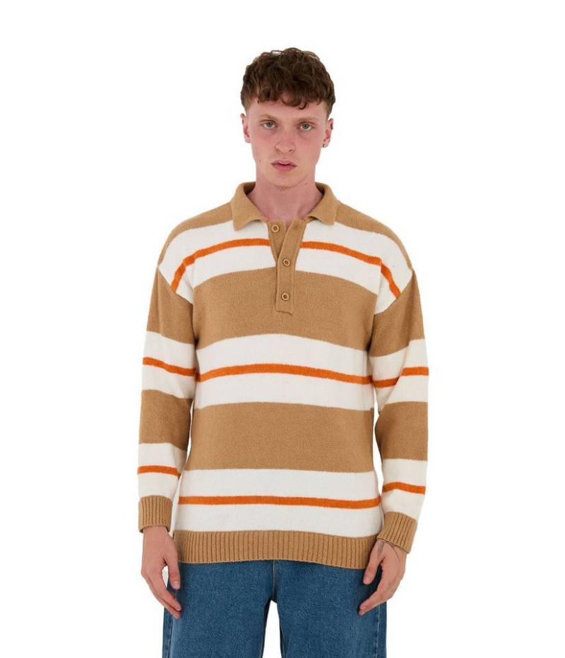 Denim Distriqt Strickpullover Herren Strick Polokragen Pullover in Loose Fit Camel XL von Denim Distriqt