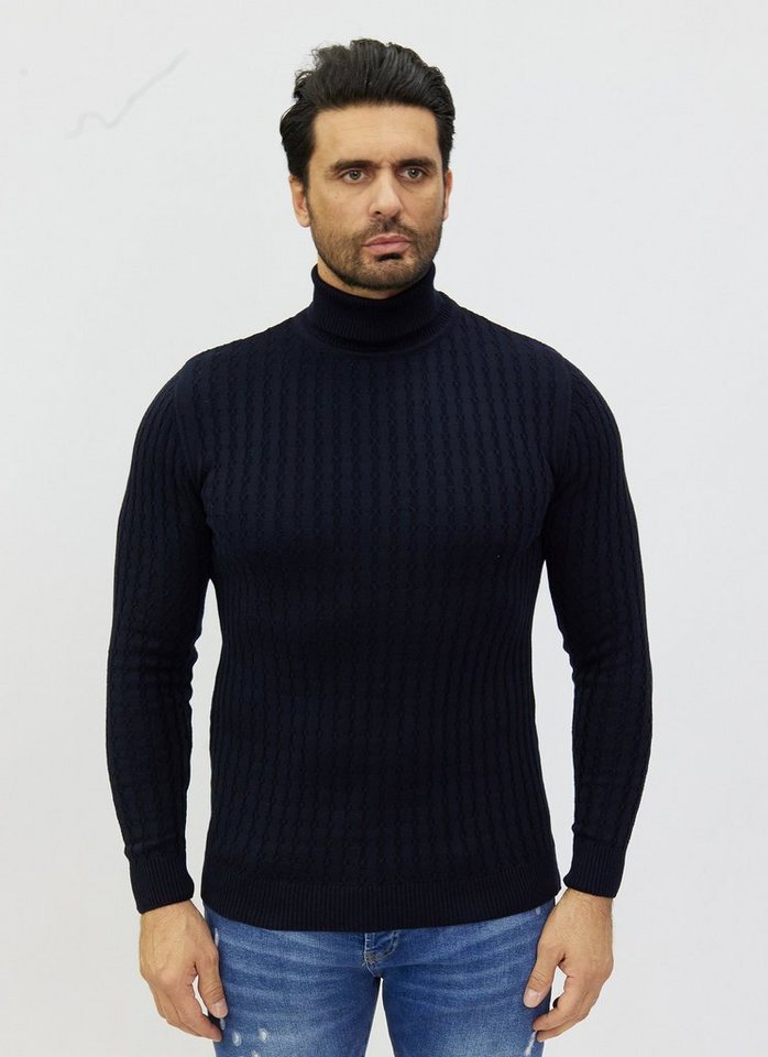 Denim Distriqt Strickpullover Rollkragen Pullover mit feinem Zopfmuster von Denim Distriqt