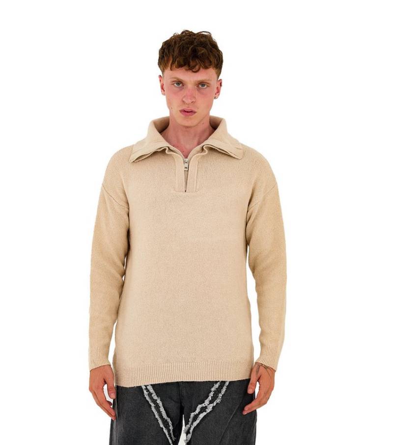 Denim Distriqt Strickpullover Strick Pullover Loose Fit mit Stehkragen Beige L von Denim Distriqt