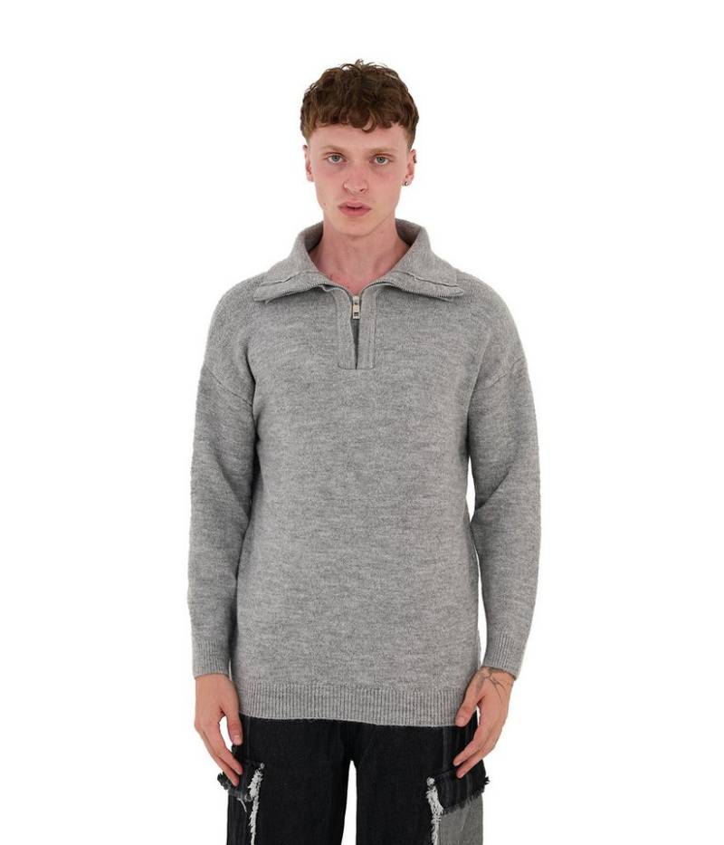 Denim Distriqt Strickpullover Strick Pullover Loose Fit mit Stehkragen Grau L von Denim Distriqt