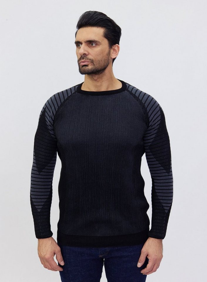 Denim Distriqt Strickpullover Zweifarbiger Feinstrick mit feinen Details von Denim Distriqt