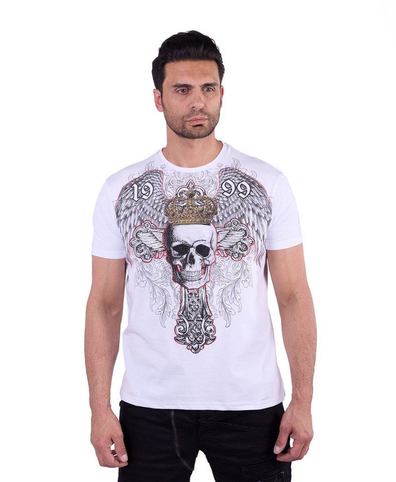 Denim Distriqt T-Shirt Herren SLIM FIT Totenkopf T-Shirt mit Strass von Denim Distriqt