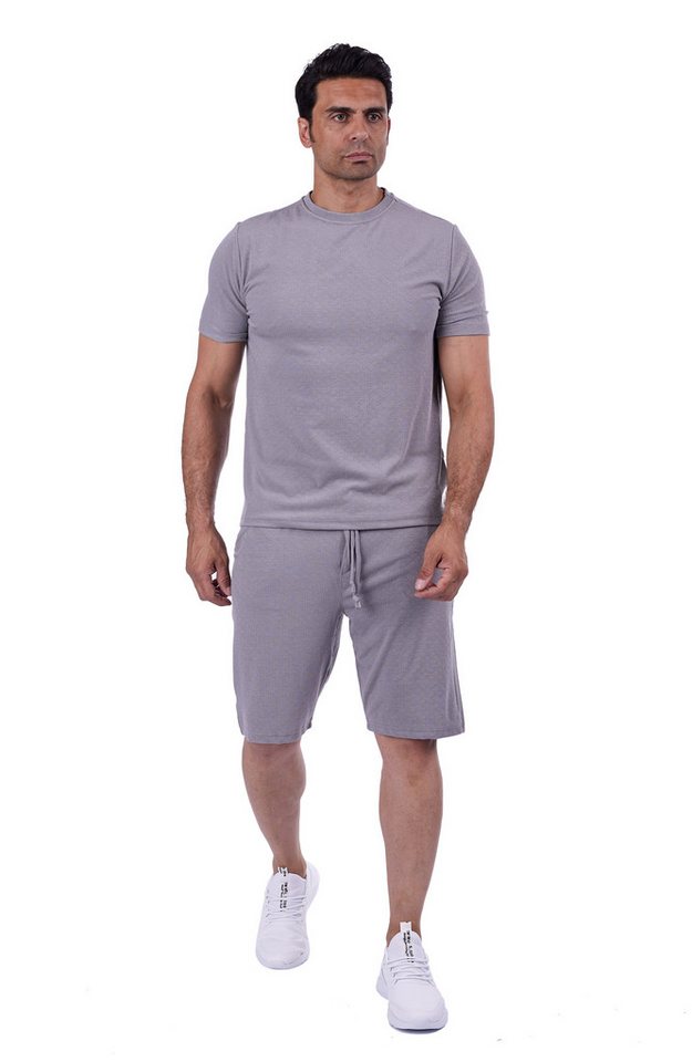 Denim Distriqt Trainingsanzug 2 Teiler Traningsanzug Short mit T-Shirt Atmungsaktiv Grau XXL von Denim Distriqt