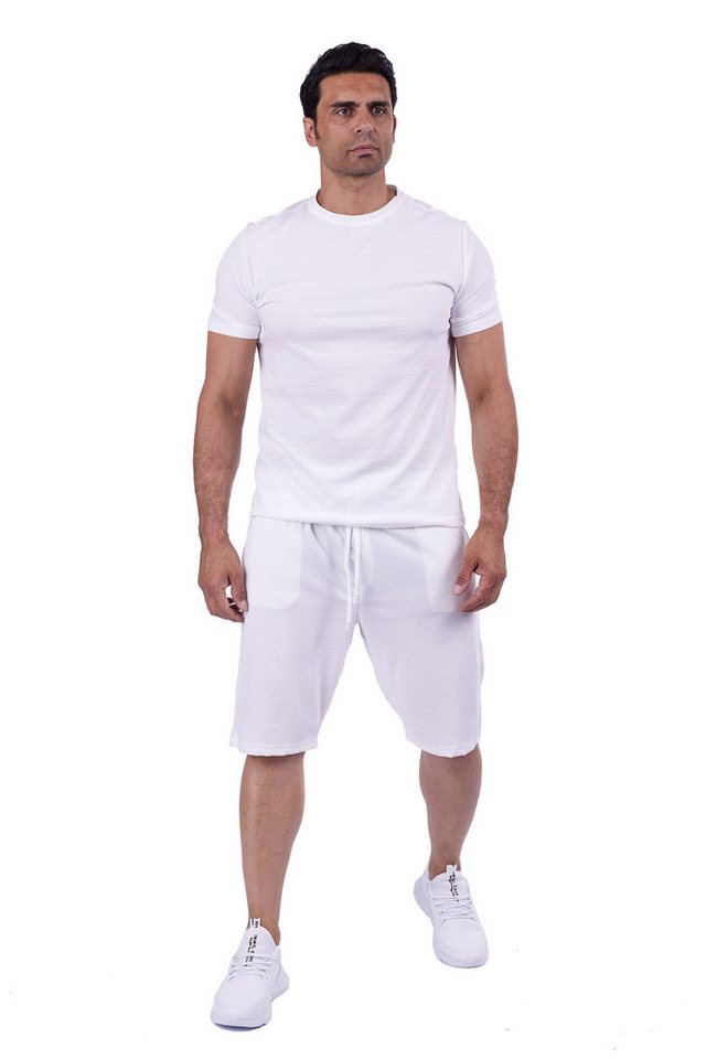 Denim Distriqt Trainingsanzug 2 Teiler Traningsanzug Short mit T-Shirt Atmungsaktiv Weiß XL von Denim Distriqt