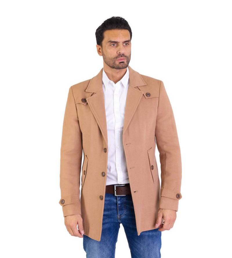 Denim Distriqt Wintermantel Feiner Herren Designer Wintermantel Beige Gr.56 entspricht 2XL Ärmellaschen sowie Schulterlaschen von Denim Distriqt