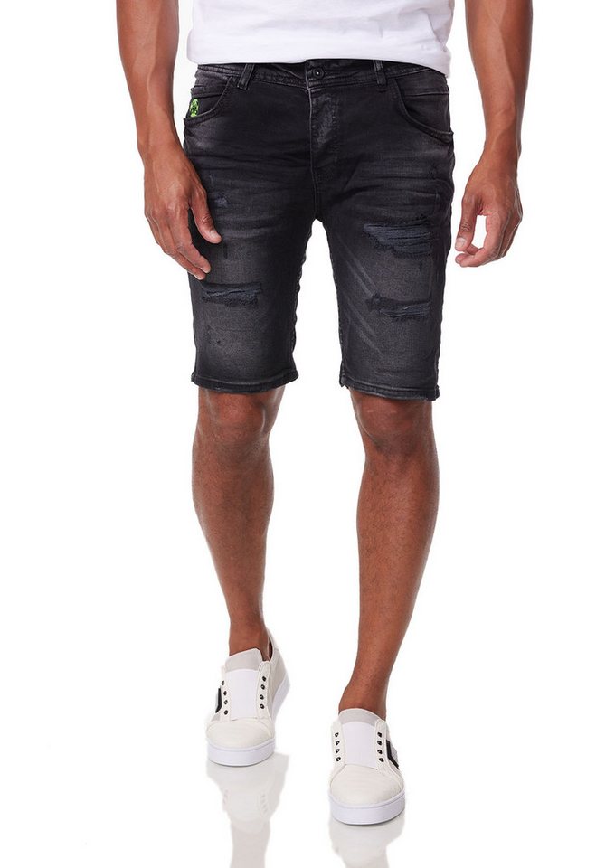 Denim House Caprijeans Herren Jeans Short Kurzehose Denim Bermuda mit Stretch Schwarz W30 von Denim House