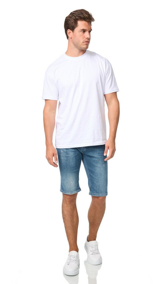 Denim House Jeansbermudas Destroyed Herren Jeans Short Bermuda mit Stretch in Dunkel Blau W34 von Denim House