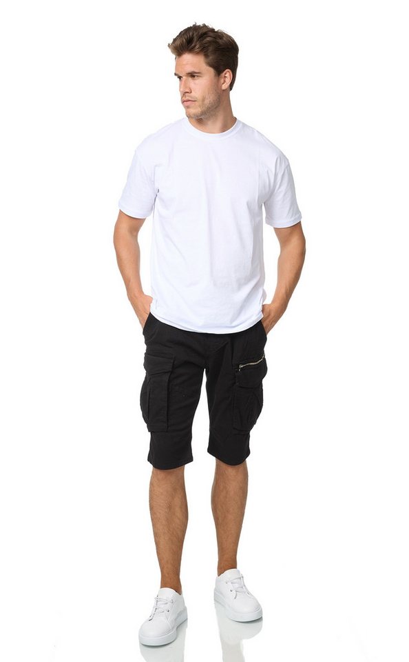 Denim House Jeansshorts Cargo Shortpant mit Feinen Akzenten Herren Capri Schwarz L von Denim House