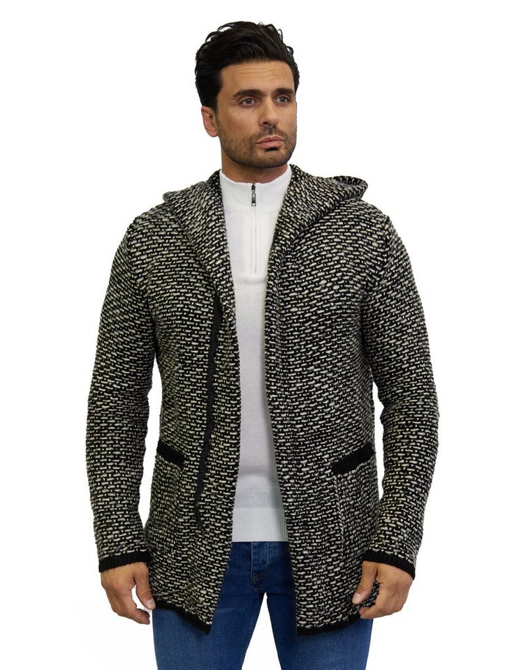 Denim House Kapuzenstrickjacke Lässige zweifarbige Strickjackemit feiner Struktur Schwarz S Denim House Kapuzenstrickjacke Lässige zweifarbige Strickjackemit feiner Struktur Schwarz S von Denim House