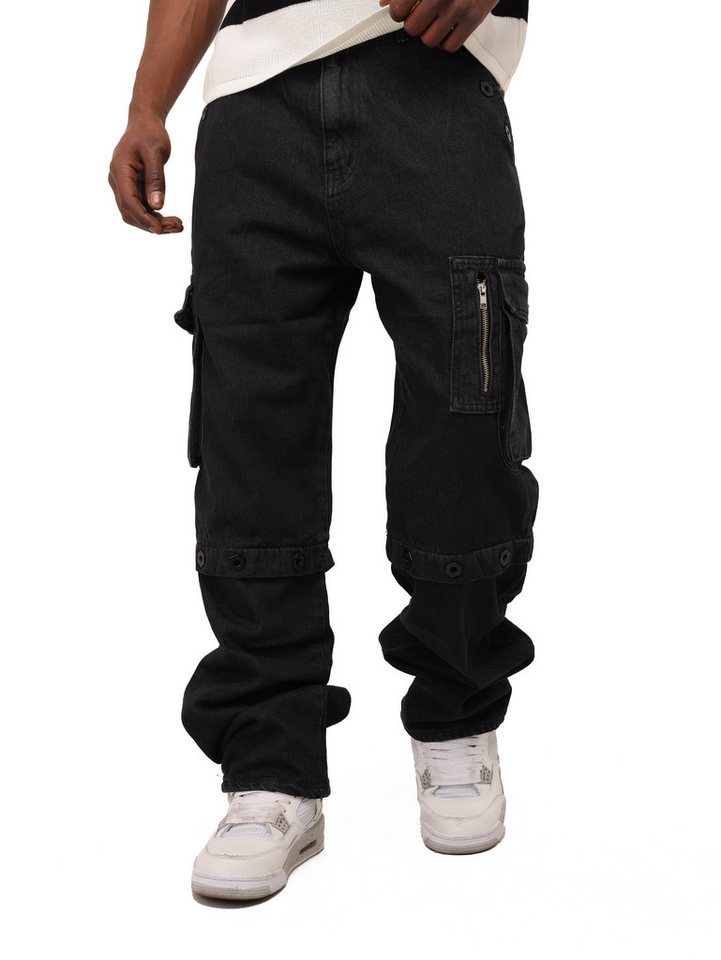 Denim House Loose-fit-Jeans Baggy Cargo Jeans in Loose Fit Jeans Oversized Look Schwarz W31/L32 von Denim House
