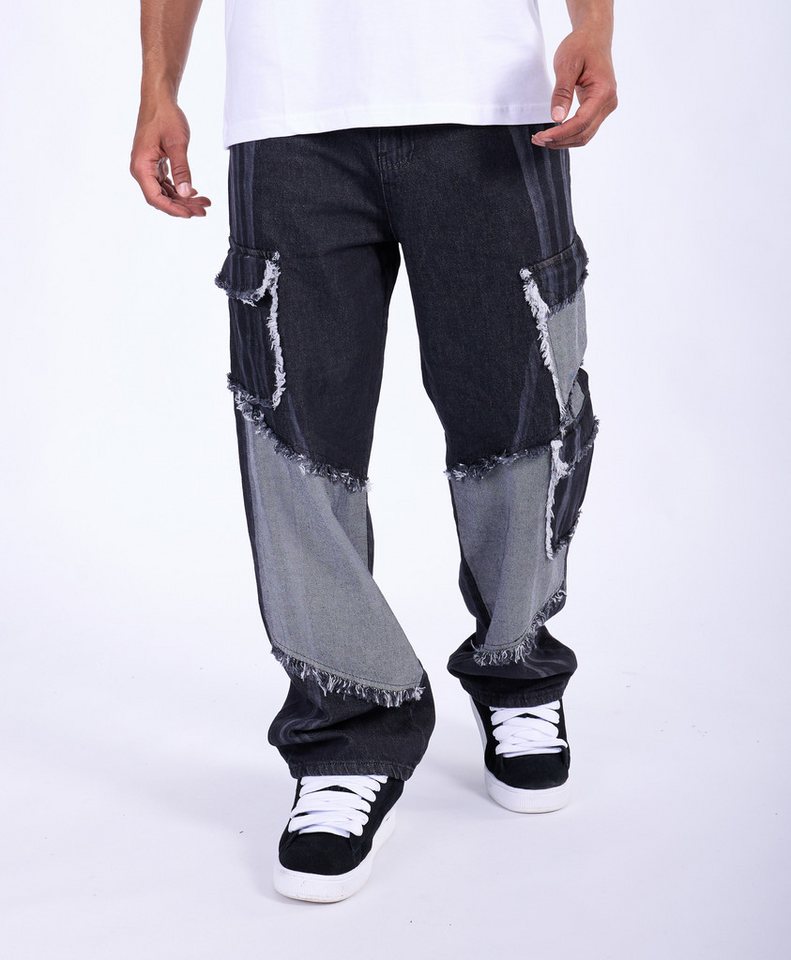 Denim House Relax-fit-Jeans Patchwork Baggy Jeans Bi-Color Loose Skater Jeans von Denim House