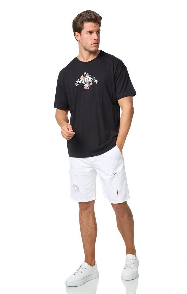 Denim House T-Shirt Herren Oversize-T-Shirt "BORN TO BE" mit Backprint Schwarz M von Denim House