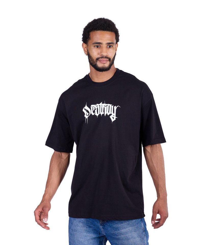 Denim House T-Shirt Oversized Herren T-Shirt mit lässigem Rückenprint Schwarz XS von Denim House