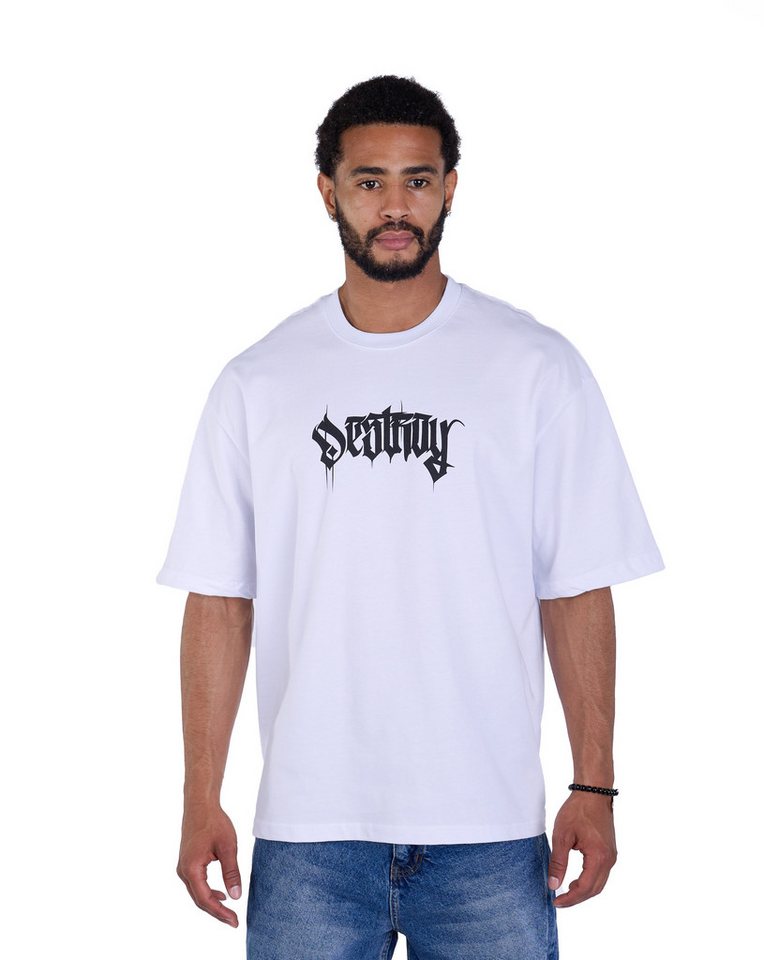 Denim House T-Shirt Oversized Herren T-Shirt mit lässigem Rückenprint Weiß XXL von Denim House