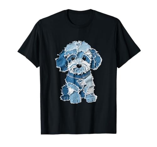lustiger Denim-Patch mit Tier- und Hunde-Print im Retro-Stil T-Shirt lustiger Denim-Patch mit Tier- und Hunde-Print im Retro-Stil T-Shirt von Denim-Patch mit Tier-und Hunde-Print im Retro-Stil