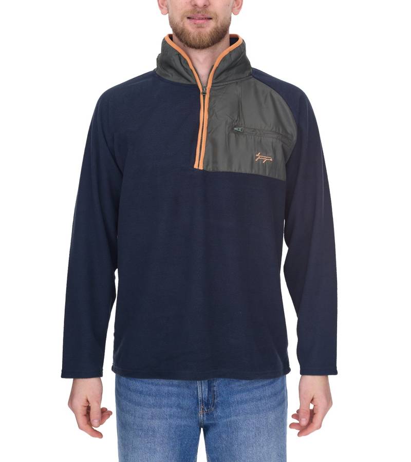 Denim Project Herren Teddy-Fleecejacke mit Brusttasche Fleece-Jacke DP-10023-127 578 Dunkelblau von Denim Project